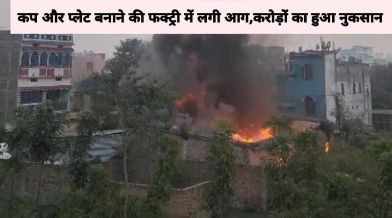 कप और प्लेट बनाने की फक्ट्री में लगी आग,करोड़ों का हुआ नुकसान