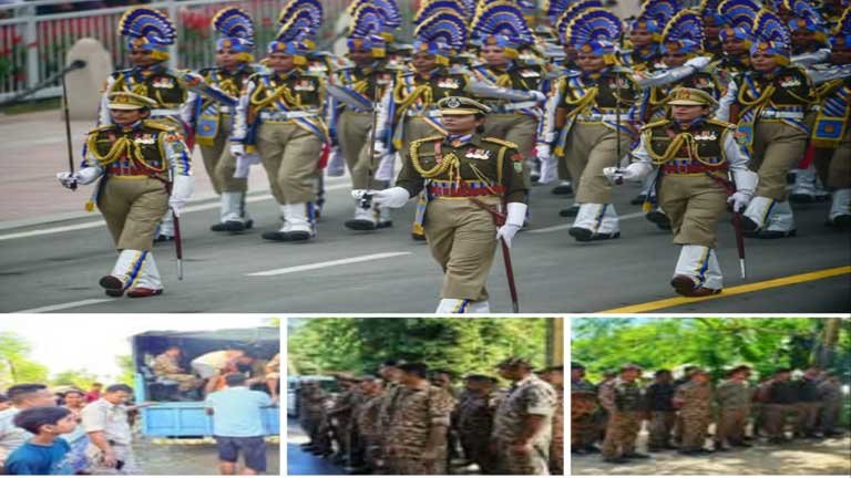 असम में आई विनाशकारी बाढ़ के दौरान बाढ़ प्रभावित लोगों को सुरक्षित बचाते हुए सीआरपीएफ के जांबाज जवान और उनके साहस को सलाम करते मुख्यमंत्री हिमंत बिस्व सरमा।
