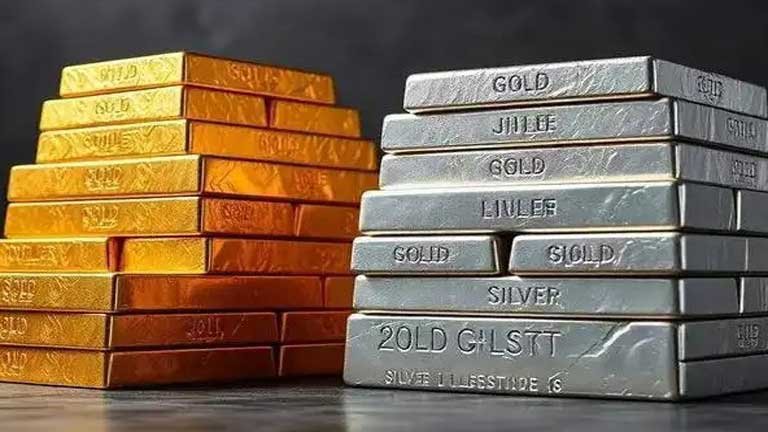 सर्राफा बाजार में गिरावट के बाद सोने और चांदी के गहने, आज का 22 कैरेट और 24 कैरेट सोने का भाव दर्शाती हुई प्रतीकात्मक तस्वीर।