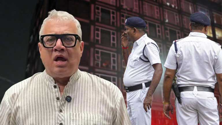 कोलकाता के कैमैक स्ट्रीट विवाद में टीएमसी सांसद डेरेक ओ’ब्रायन के प्रिंस अनवर शाह रोड स्थित घर पर नोटिस देने पहुंची पुलिस।