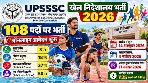 UPSSSC Sports Directorate Recruitment 2026 – 108 पदों पर भर्ती